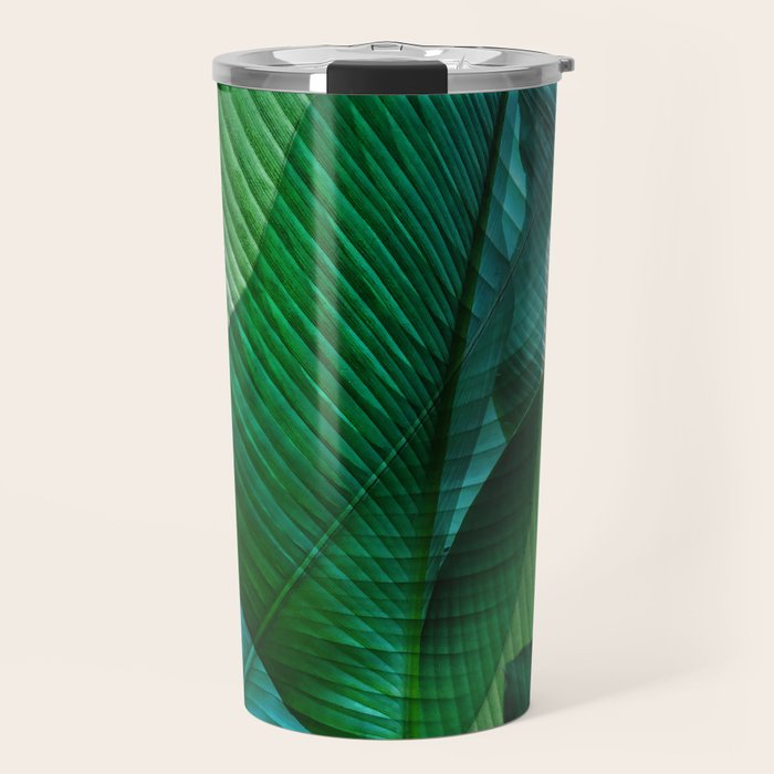 Palm leaf jungle Bali banana palm frond greens Travel Mug Gallery Image 1