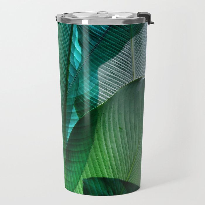 Palm leaf jungle Bali banana palm frond greens Travel Mug Gallery Image 2