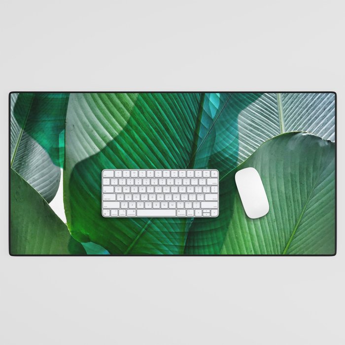 Palm leaf jungle Bali banana palm frond greens Desk Mat Gallery Image 1