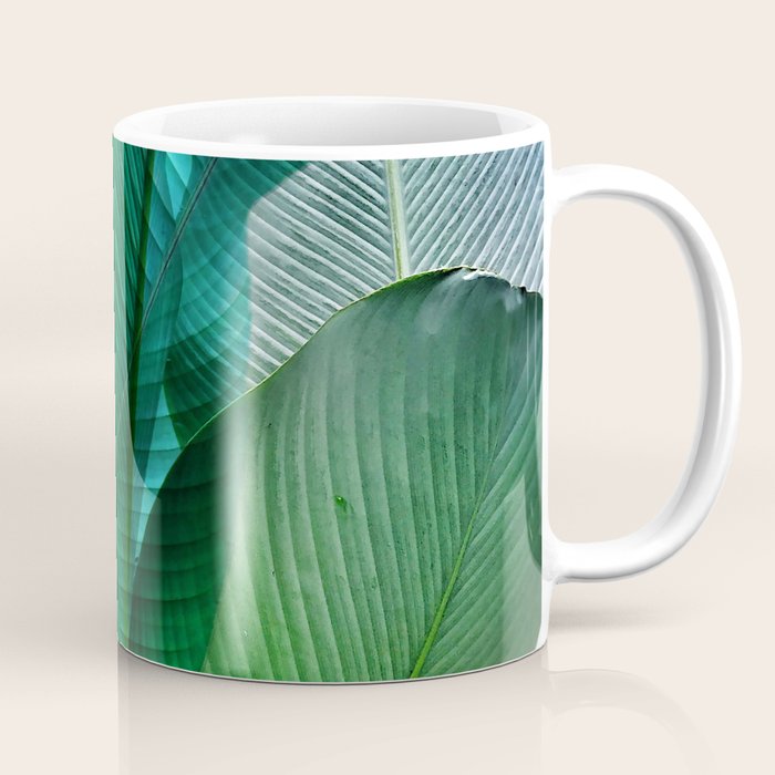 Palm leaf jungle Bali banana palm frond greens Coffee Mug Gallery Image 1
