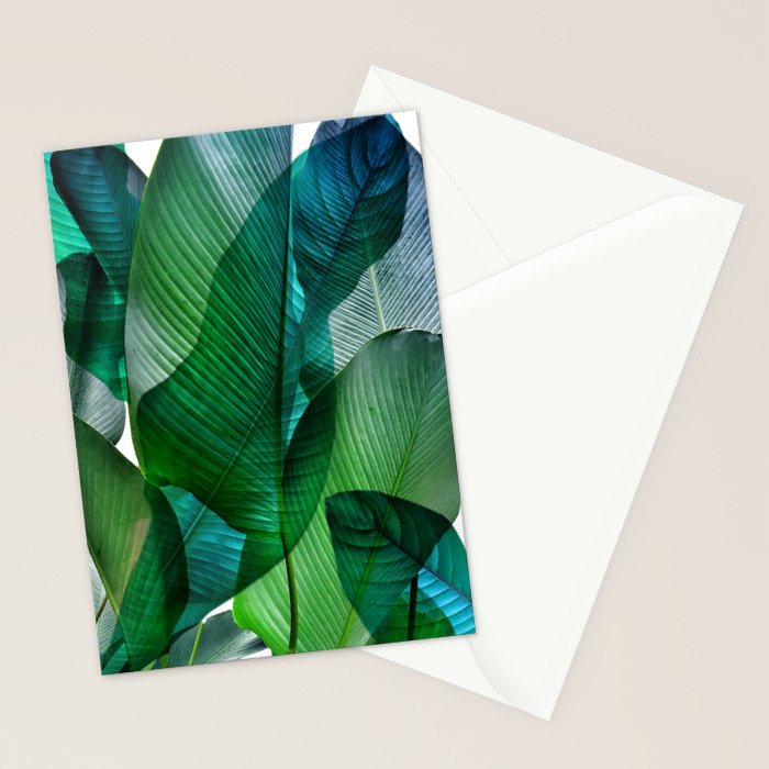 Palm leaf jungle Bali banana palm frond greens Stationery Card Gallery Image 2
