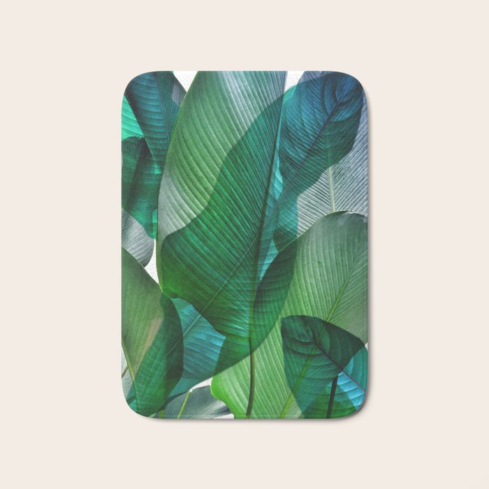 Palm leaf jungle Bali banana palm frond greens Bath Mat Gallery Image 1