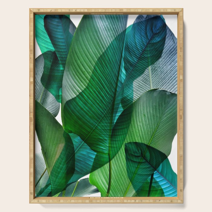 Palm leaf jungle Bali banana palm frond greens Serving Tray Gallery Image 1