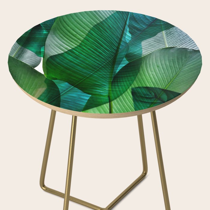 Palm leaf jungle Bali banana palm frond greens Side Table Gallery Image 2