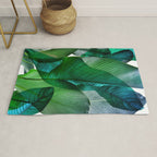 Palm leaf jungle Bali banana palm frond greens Rug Gallery Image 1