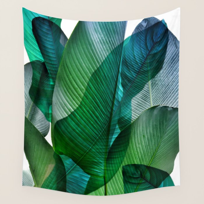 Palm leaf jungle Bali banana palm frond greens Wall Tapestry Gallery Image 4