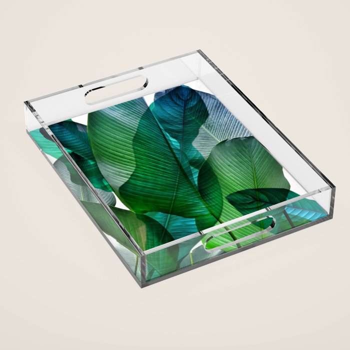 Palm leaf jungle Bali banana palm frond greens Acrylic Tray Gallery Image 1