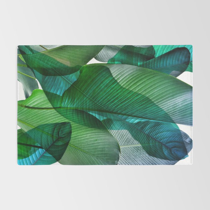 Palm leaf jungle Bali banana palm frond greens Rug Gallery Image 2