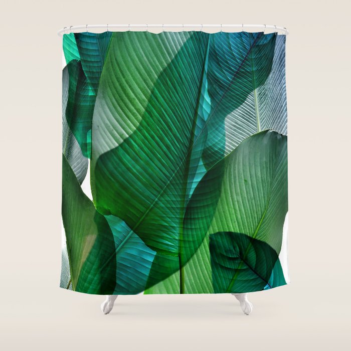 Palm leaf jungle Bali banana palm frond greens Shower Curtain Gallery Image 1