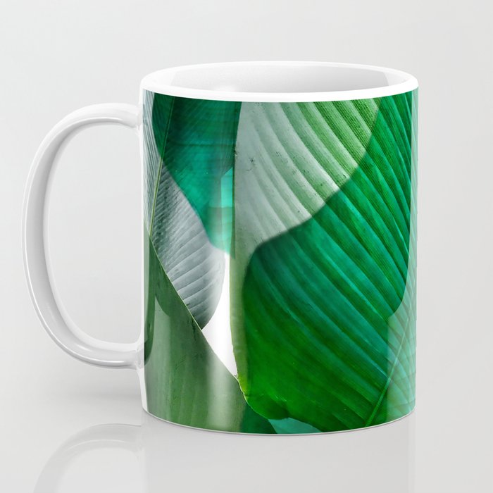 Palm leaf jungle Bali banana palm frond greens Coffee Mug Gallery Image 3