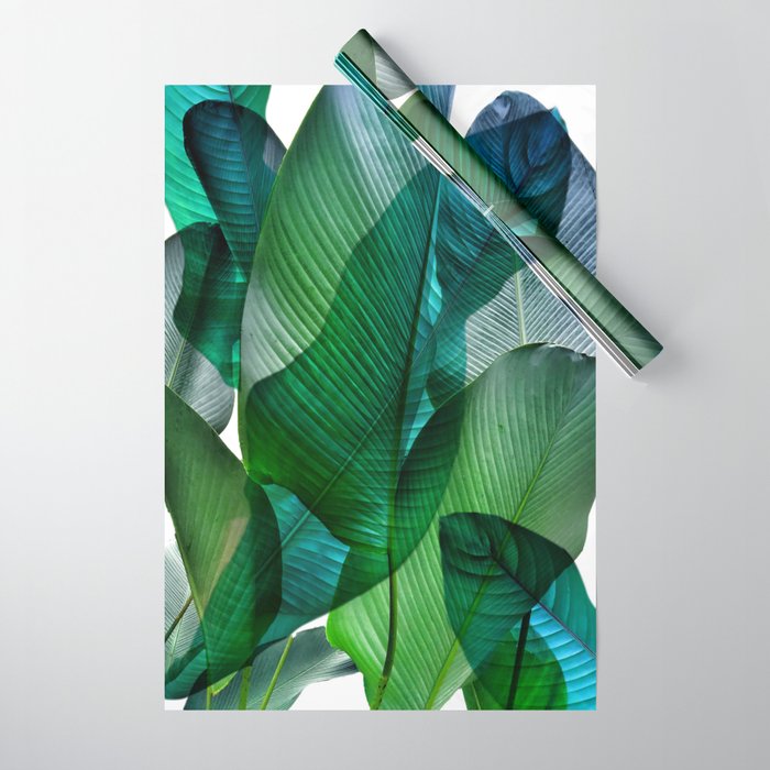 Palm leaf jungle Bali banana palm frond greens Wrapping Paper Gallery Image 1