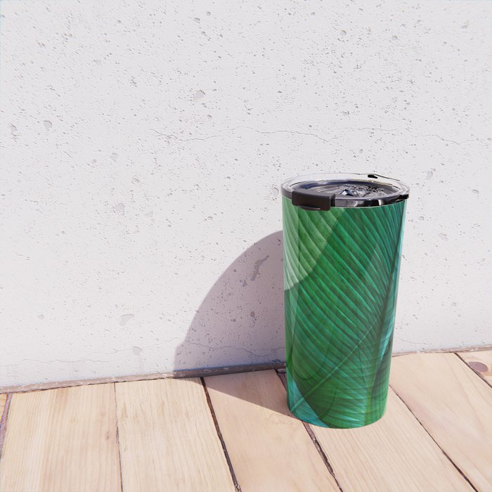 Palm leaf jungle Bali banana palm frond greens Travel Mug Gallery Image 4