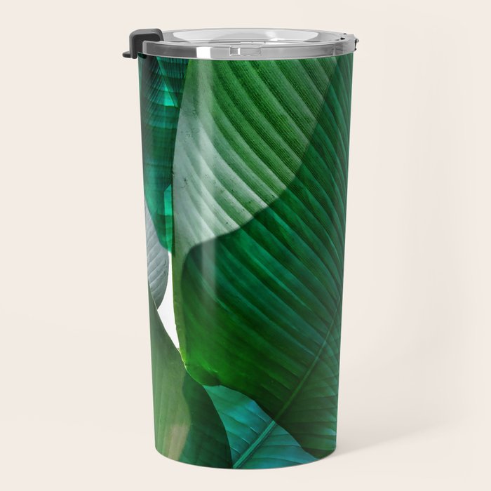 Palm leaf jungle Bali banana palm frond greens Travel Mug Gallery Image 3