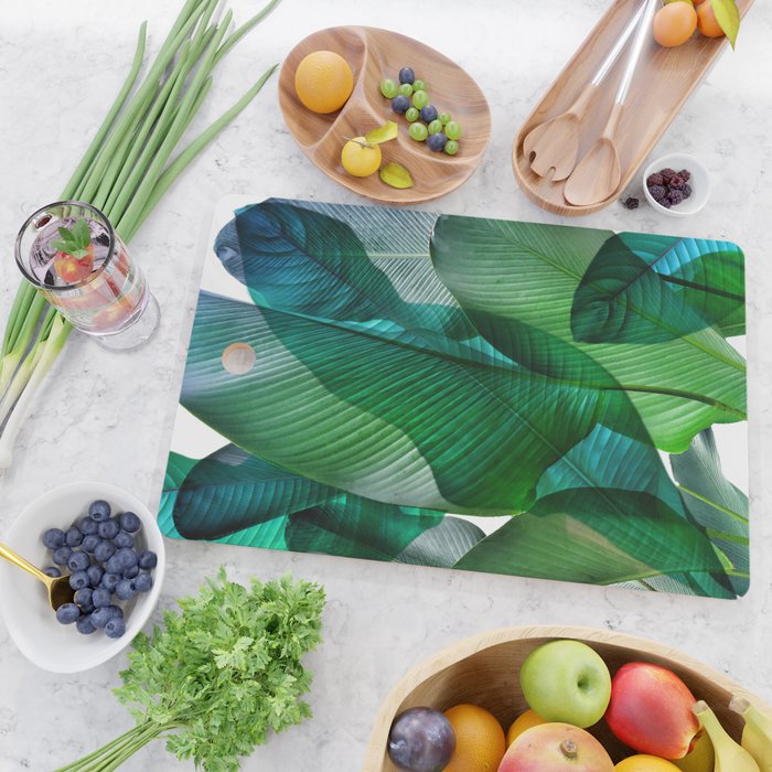 Palm leaf jungle Bali banana palm frond greens Cutting Board Gallery Image 2