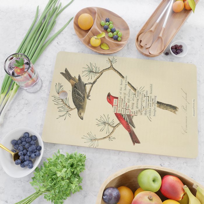 Bird Divinations: Pine Finch (about: almanacofbirds.org) Cutting Board Gallery Image 2