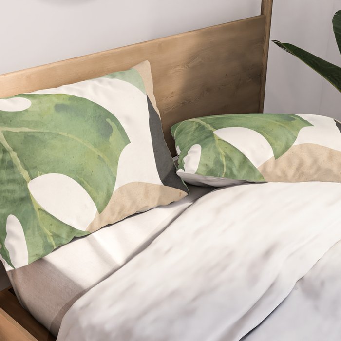 Abstract Art Tropical Leaves 3 Pillow Sham Gallery Image 2