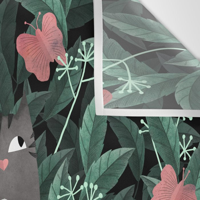 Butterfly Garden (Tabby Cat Version) Wall Tapestry Gallery Image 3