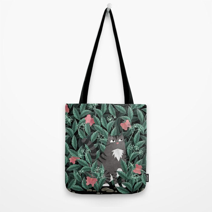 Butterfly Garden (Tabby Cat Version) Tote Bag Gallery Image 2