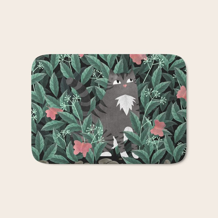 Butterfly Garden (Tabby Cat Version) Bath Mat Gallery Image 1