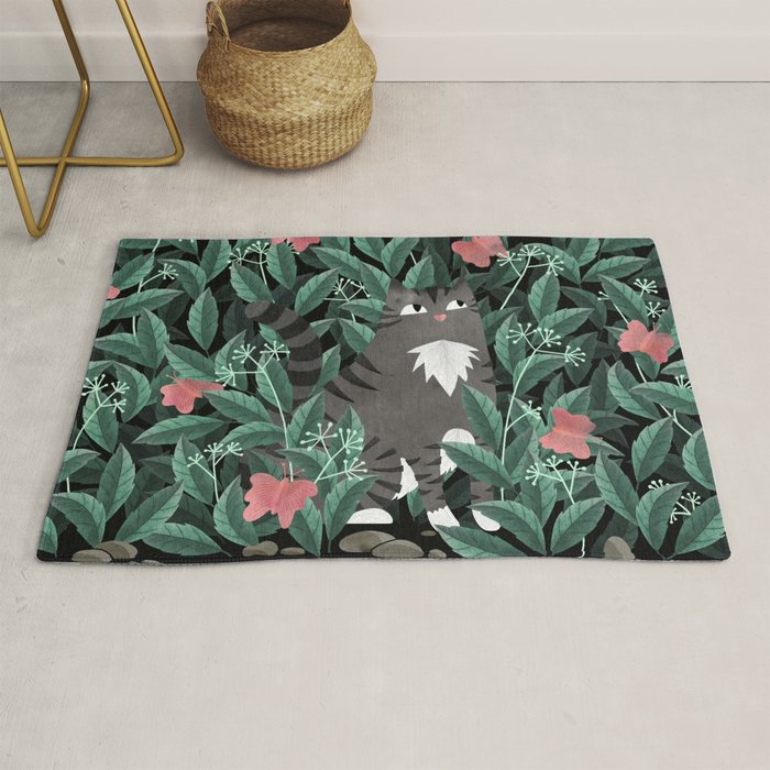 Butterfly Garden (Tabby Cat Version) Rug Gallery Image 1