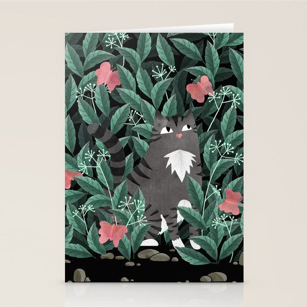Butterfly Garden (Tabby Cat Version) Stationery Card Gallery Image 2