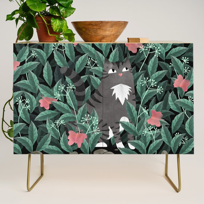 Butterfly Garden (Tabby Cat Version) Credenza Gallery Image 1
