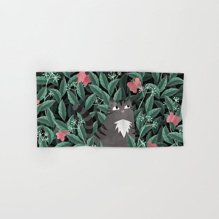 Butterfly Garden (Tabby Cat Version) Bath Towel Gallery Image 1