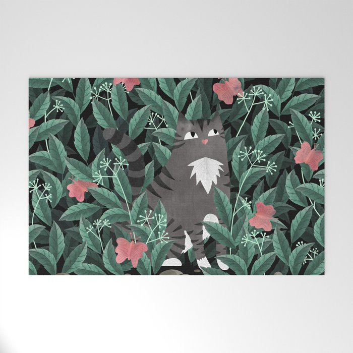 Butterfly Garden (Tabby Cat Version) Welcome Mat Gallery Image 1