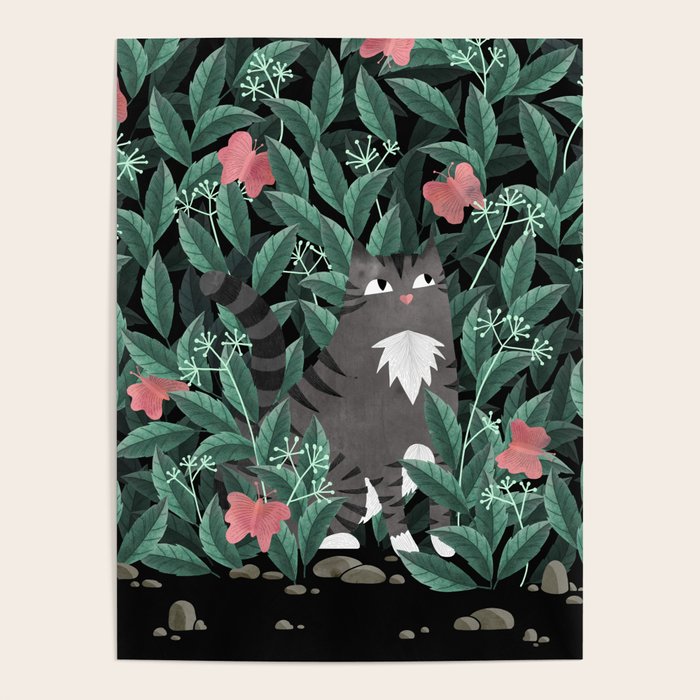Butterfly Garden (Tabby Cat Version) Poster Gallery Image 1