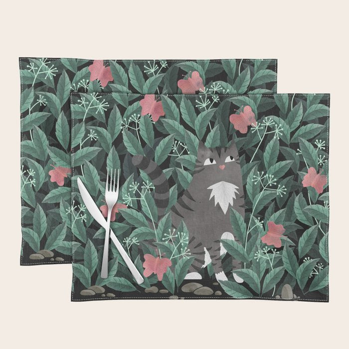 Butterfly Garden (Tabby Cat Version) Placemat Gallery Image 1
