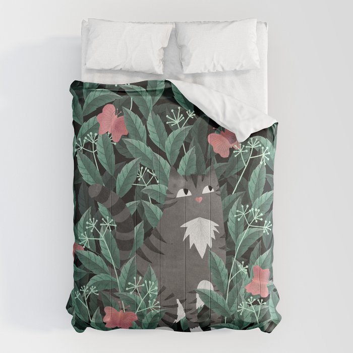 Butterfly Garden (Tabby Cat Version) Comforter Gallery Image 6