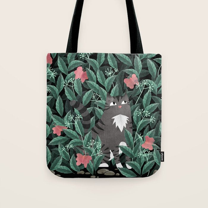 Butterfly Garden (Tabby Cat Version) Tote Bag Gallery Image 1