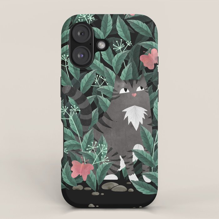 Butterfly Garden (Tabby Cat Version) iPhone Case Gallery Image 1