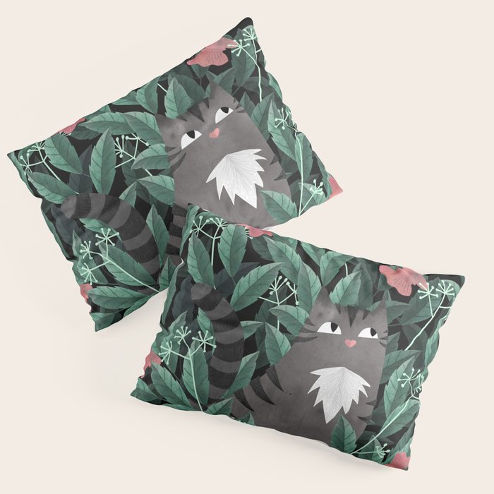 Butterfly Garden (Tabby Cat Version) Pillow Sham Gallery Image 1