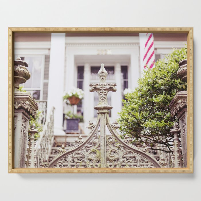 New Orleans Garden District Gate Photography Serving Tray Gallery Image 1