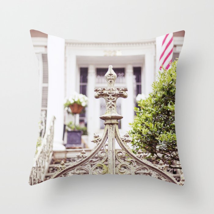 New Orleans Garden District Gate Photography Throw Pillow Gallery Image 1