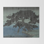 Hasui Kawase, Ancient Pine Tree At Shiba, Onshi Park - Vintage Japanese Woodblock Print Art Throw Blanket Gallery Image 2