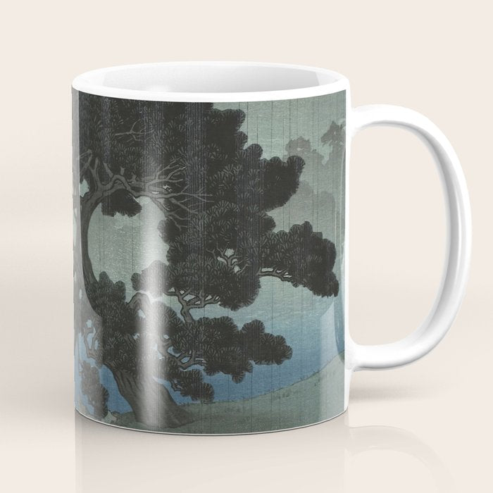 Hasui Kawase, Ancient Pine Tree At Shiba, Onshi Park - Vintage Japanese Woodblock Print Art Coffee Mug Gallery Image 1