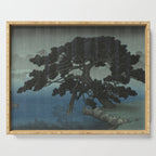 Hasui Kawase, Ancient Pine Tree At Shiba, Onshi Park - Vintage Japanese Woodblock Print Art Serving Tray Gallery Image 1