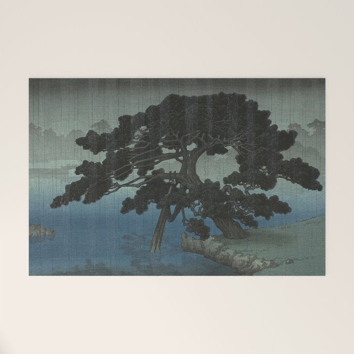 Hasui Kawase, Ancient Pine Tree At Shiba, Onshi Park - Vintage Japanese Woodblock Print Art Welcome Mat Gallery Image 1