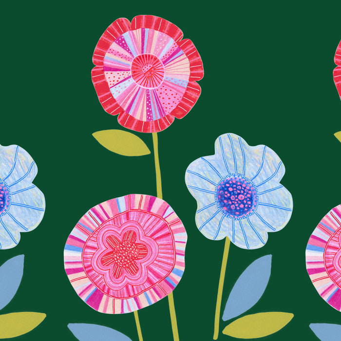 Folky Flowers in Bloom in Green & Pink Coffee Mug Gallery Image 2