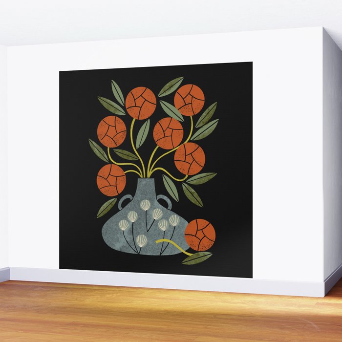 Roses and Blue Vase Wall Mural Gallery Image 2