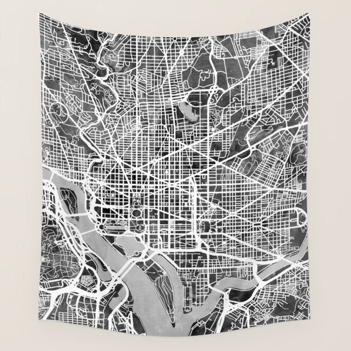 Washington DC City Street Map Wall Tapestry Gallery Image 4