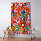 Groovy Floral Retro Garden Bold and Colorful 60s 70s Flower Pattern with Pink Window Curtain Gallery Image 5