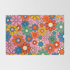 Groovy Floral Retro Garden Bold and Colorful 60s 70s Flower Pattern with Pink Rug Gallery Image 2