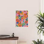 Groovy Floral Retro Garden Bold and Colorful 60s 70s Flower Pattern with Pink Poster Gallery Image 2