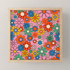 Groovy Floral Retro Garden Bold and Colorful 60s 70s Flower Pattern with Pink Mini Art Print Gallery Image 1