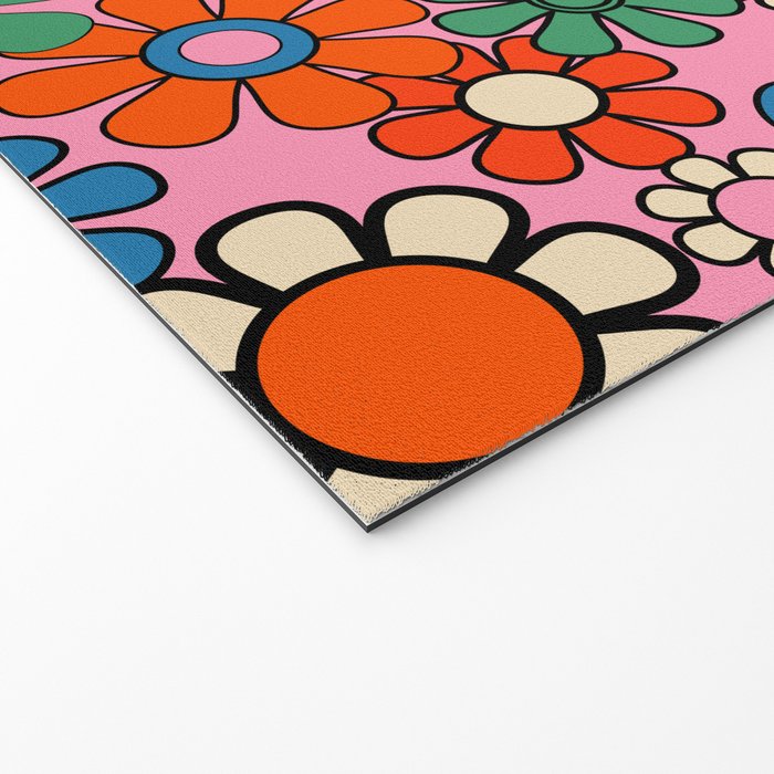 Groovy Floral Retro Garden Bold and Colorful 60s 70s Flower Pattern with Pink Welcome Mat Gallery Image 2