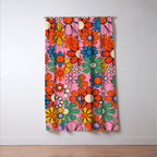 Groovy Floral Retro Garden Bold and Colorful 60s 70s Flower Pattern with Pink Window Curtain Gallery Image 3