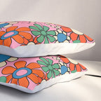 Groovy Floral Retro Garden Bold and Colorful 60s 70s Flower Pattern with Pink Pillow Sham Gallery Image 3